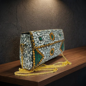 Bolso de Mano Tipo Clutch Bohemio de Metal de Lujo, con Patrón Clásico de Caramelos, Cierre Abierto, Impermeable, Bolso Bandolera de Moda - Product Image 2