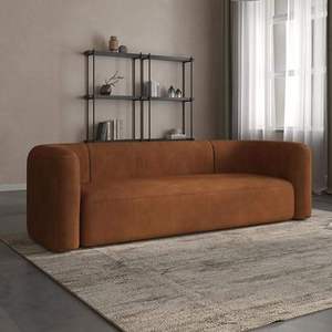Sofá Curvo Moderno para Apartamento, Sala de Estar, Sofá de 3 Plazas, Tapizado con Esponja Ecológica, Minimalista, Seccional - Product Image 2