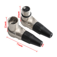 4 5 Pin Zinc Alloy Cover XLR Cannon Silver Plating Male-Female Plug Right Angle Connector for Guitar Audio Speaker