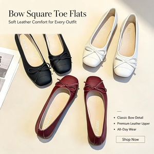 Vente en gros directe usine – Chaussures coréennes en PU souple avec nœud, style printemps, à enfiler, talon carré, dessus en PU, semelle extérieure en caoutchouc - Product Image 2