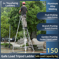 Échelle trépied multifonctionnelle en alliage d'aluminium, portable, pour verger, jardin, extérieur, pliable, 300 kg
