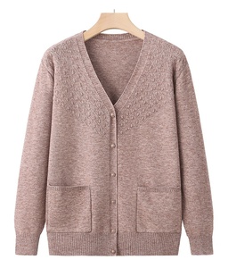 Áo len nữ trung niên và người cao tuổi của Mama Áo len cổ chữ V Áo len dài tay cho mẹ Áo khoác mùa xuân thu cho người cao tuổi - Product Image 5