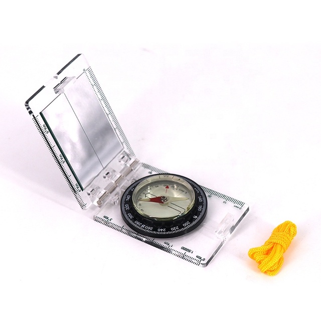 Transparent Compass Waterproof Outdoor Camping Hiking Usage Compass With Mirror Multifunctional Compass