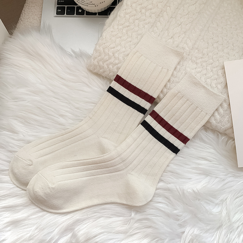 Unisex [Wool Fringe Stripes - White]