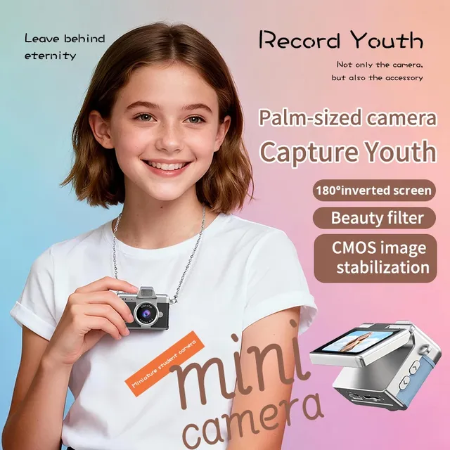 Retro Thumb Mini Camera Keychain - 1080P Video ABS Material TF Card Supported for Students & Kids
