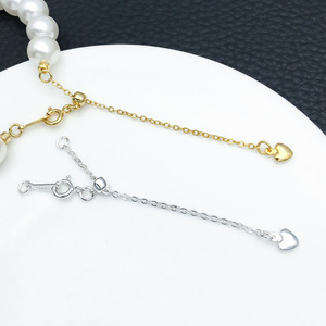 Extensor de Cadena de Plata Chapado en Cobre con Colgante de Corazón, Accesorios para Joyería DIY, Tamaño Mediano - Product Image 3