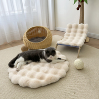 Tapis en velours doux pour animaux de compagnie coussin en peluche nid chaud pour chats chiens solide nuage saison d'hiver confortable tapis de cage