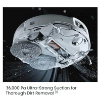 Aspirateur robot premium ROMO P2 avec rouleaux anti-emmêlement, serpillière à air chaud, séchage, contrôle vocal via application, pour sols durs et tapis, filtre HEPA