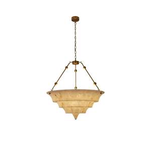 Lustre de style français vintage 60CM80CM, luminaire suspendu rond en laiton doré LED pour salon, chambre à coucher - Product Image 2