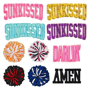 Parche Termoadhesivo de Lentejuelas para Pompones de Animadoras, Parche Bordado de Pompones Deportivos, Parche Bordado con Brillo <span class=keywords><strong>Darlin</strong></span> - Product Image 1