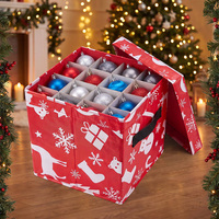 Boîte de rangement moderne pour décorations de Noël avec compartiments séparateurs, grande capacité, personnalisable, avec poignées
