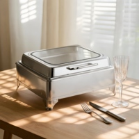 Gewerblicher 8L Edelstahl-Buffet-Chafing-Dish mit Alkoholbetrieb und Manueller Temperaturregelung, Hotel-Speisenwärmer