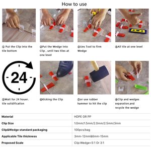 Système d'entretoises pour carrelage : Clips et cales en plastique réglables pour le nivellement des carreaux de porcelaine et de céramique, pour sols et murs, usage professionnel (appartements, entrepreneurs) - Product Image 3
