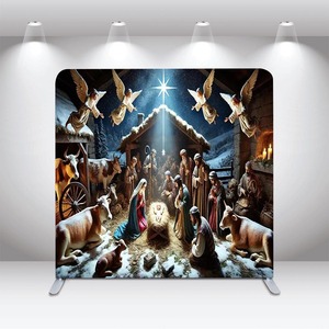 Frohe Weihnachten Show-Display Fotobox-Hintergrund, Krippen- und Geburtsmotiv, Doppelseitiger Fotohintergrund, Anpassbar - Product Image 4