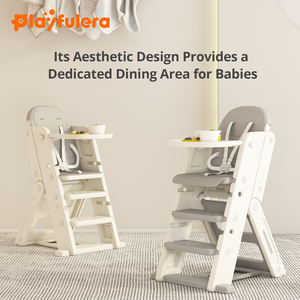 Silla Alta Multifuncional de Plástico para Niños, Silla de Comedor con Plato Deslizante, Asiento Ajustable, Plegable, Fácil de Limpiar - Product Image 5