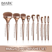 IMAGIC professionnel végétalien 9 pièces ensemble de pinceaux de mélange sans cruauté tête de brosse à dents conception fibre de Nylon pour le maquillage du visage