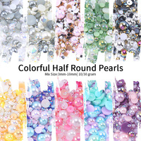 Taille mixte ABS coloré demi-perles Flatback perles résine diamant strass perles en vrac pour bricolage décoratif