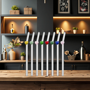 Eco-friendly Multi-Color Butterfly Flower Printed Smooth Wavy Glass <strong>Straw</strong> for Smoothies <strong>Milkshakes</strong> Twisted Bar Accessories - Product Image 6