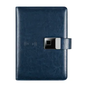 Kustom Notebook kulit PU Power bank kalkulator Agenda dengan pengisian nirkabel Notebook pengisian USB pena Driver