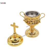 Brûleur d'encens en bois de santal aromatique en or et argent avec boucle et diffuseur croisé Porte-charbon
