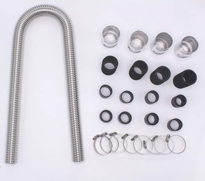 Kit de tuyaux de <span class=keywords><strong>radiateur</strong></span> universel en acier inoxydable de 48 pouces avec embouts polis VA2259 - Product Image 1