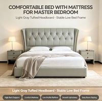Letto matrimoniale americano in pelle, per camera da letto principale, in lino, 1.8m/1.5m, in legno massello, moderno, semplice, europeo, morbido