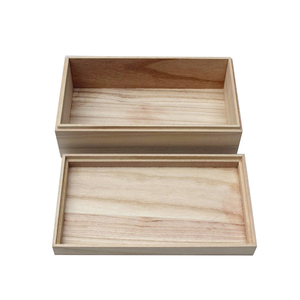 Wooden gift storage box pine and paulownia wood covering lid small wooden box