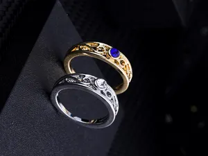Jewelry European Duplex Simple Exquisite Style Personality Bule Diamond Ladies Ring