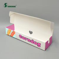 Vente en gros personnalisée avec logo imprimé plateau mochi Hotdog biodégradable emballage de chien chaud en papier blanc en carton boîte à hot dog maïs chien snack