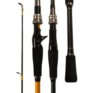 Jetshark 1.6m 1.8m 2.1m 2.4m 2.7m Glass Fiber Lure Pole Black/Yellow Color Spinning Casting Fishing Rod