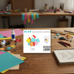 Basi Quadrate in Legno Ilan 2,5x0,3 Cm 20 Pezzi Multicolore per Lavori Artigianali - Product Image 2