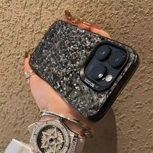 Glitter Black <strong>Stone</strong> Printing Electroplated Silver Key TPU PC Mobile Phone Cover <strong>Case</strong> for <strong>Iphone</strong> 11 12 13 14 15 16 17 18 Pro Max - Product Image 4