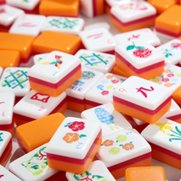 Tuiles de Mahjong Américaines Transfrontalières Orange, Emballage Portable en Boîte en Carton Acrylique Peinte à la Main à Quatre Couches