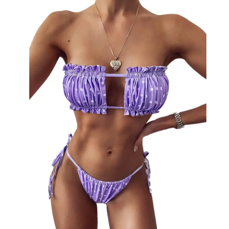 ग्रीष्मकालीन Beachwear तितली मुद्रित मिनी बिकनी सेक्सी Pleated Cutout Swimwear के पट्टी ब्रा और पेटी 2 टुकड़ा बिकनी महिलाओं के लिए