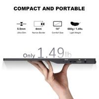 Moniteur portable de jeu SIBOLAN 14 pouces 4K IPS LED HDR400 ultra fin, USB-C, 100% DCI-P3, double écran, compatibilité triple ordinateur portable