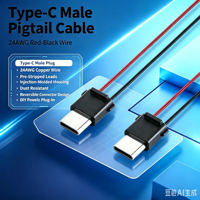 Câble Pigtail Type-C Mâle 24AWG 8CM Pré-soudé, Fiche USB-C Réversible pour Modification d'Alimentation DIY, Câblage d'Alimentation pour Modèles RC
