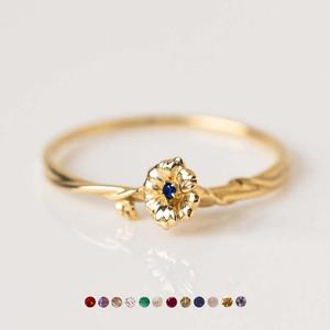 Anillo Ajustable con 12 Piedras de Nacimiento <span class=keywords><strong>en</strong></span> Latón Chapado <span class=keywords><strong>en</strong></span> Oro, Estilo Moderno y Delicado con Cobre y Circonita para Bodas y Regalos - Product Image 3