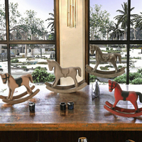 Cheval à bascule en bois Art Déco, ornement rétro de haute qualité pour anniversaire, décoration de comptoir de bar et de table de salon