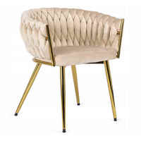 Fauteuils de salle à manger en velours capitonnés, style nordique moderne et luxueux, avec pieds en métal doré