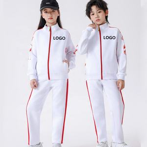 高品質レジャーロングスリーブジョギングスポーツスーツセット メンズ レディース キッズ サッカー ジャケット＆パンツ 2点セット ホワイトブルー ジャージ - Product Image 3