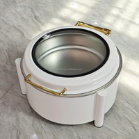 Chauffe-Plat Lefeng Blanc 6L en Acier Inoxydable à Alcool avec Contrôle de Température 60-80°C pour Buffets d'Hôtel et Traiteur