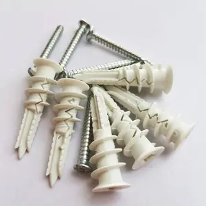 Ribbed Plastic Drywall Anchor Kit With Screws M4*35 Nylon Anchor Screw Plug Plastic Drywall Anchor