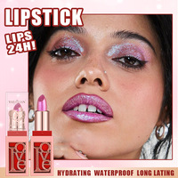 Rouge à lèvres vert métallique caméléon, couleur changeante, paillettes scintillantes, teinte diamant, imperméable, brillance nacrée, gloss à lèvres sexy, maquillage