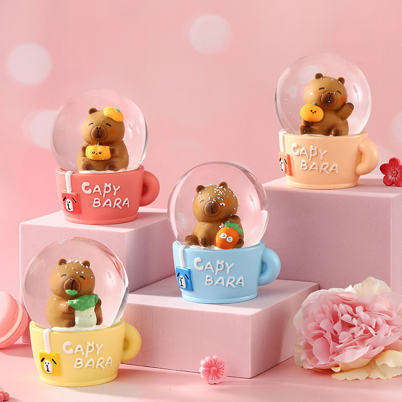 2228 tazza da tè maiale con fiocchi di neve luminosi