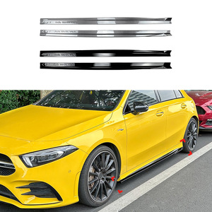 Amp-Z Side Skirt For Mercedes-Benz A-Class W177 CLA-Class C118 AMG 2018+ Piano Black Carbon Fiber Texture Polished Finish - Product Image 1