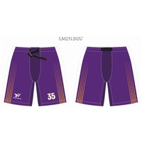 Shorts de hockey sur glace personnalisés pour commandes d'entreprise de grande envergure, unisexe, écologiques, entièrement sublimés, motif drapeau, pour roller