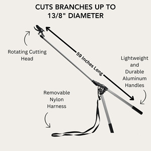 Long Reach <strong>Pruner</strong> <strong>Rotating</strong> Head Razor Sharp Trimmer Blades Durable Aluminum Handles Strap for Higher Cut Comfort - Product Image 2