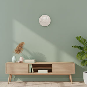 EMAF-Reloj de pared LED digital de <span class=keywords><strong>madera</strong></span> con patrón personalizado, 12/24h, atenuación automática, de pared, para decoración del hogar - Product Image 5