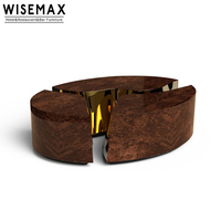 WISEMAX Ensemble de table basse classique en bois doré de luxe doré table centrale unique antique pour le salon de l'hôtel