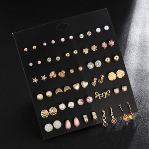 Fashion Stud <b>Earrings</b> Set 24 Pairs Mixed Design Zircon Pearl Heart Star Moon For Women Gift Jewelry Stainless Steel <b>Posts</b> - Product Image 3